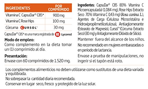 Nature Essential Vit; c+Rose Hips+Curcuma 60 Comprimidos 200 g