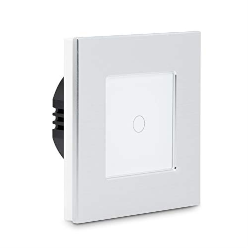 Navaris Interruptor táctil de pared - Llave de luz con pantalla táctil - Conmutador de cristal con sensor al tacto - Pulsador de vidrio color blanco