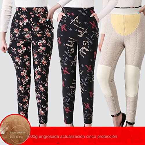 NC Pantalones de algodón engrosados Ropa de Mujer de Mediana Edad y Tercera Edad Ropa Exterior Engrosada Leggings de Cintura Alta Pantalones de Abrigo para Mujer