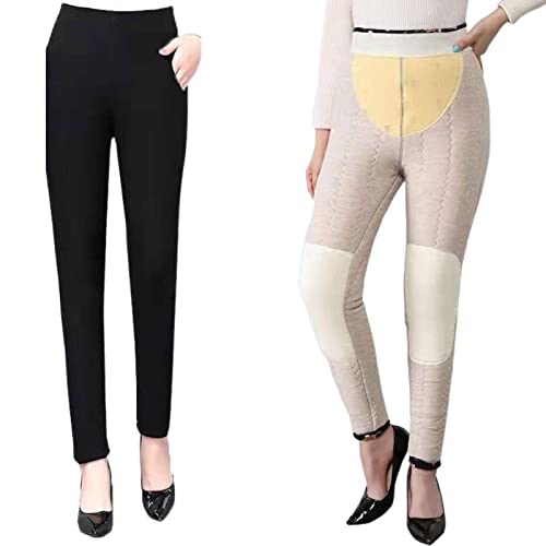NC Pantalones de algodón engrosados Ropa de Mujer de Mediana Edad y Tercera Edad Ropa Exterior Engrosada Leggings de Cintura Alta Pantalones de Abrigo para Mujer