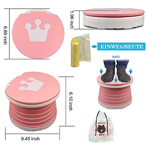 NETT Asiento Inodoro Plegable,Bebé Inodoro Plegables,Inodoro Infantil Plegable,Inodoro Portátil para Niños,Inodoro de Viaje para Interiores y Exteriores para Bebés con Bolsa de Viaje(Rosa)