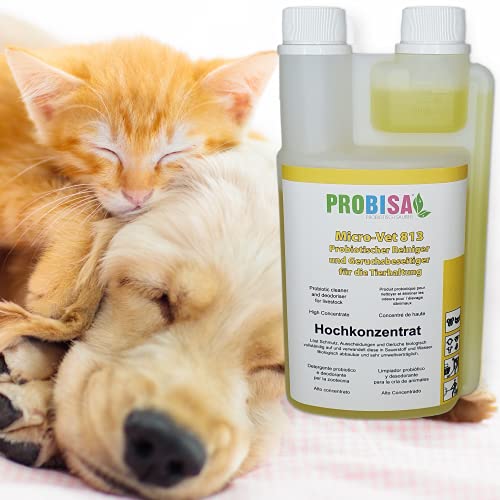 Neutralizadores de olor spray (Probisa Micro-Vet 813) de la orina del gato, perro y los roedores olores - y bio limpiador concentrado 500ml rendimiento 25 litros listos para usar asesino de olor / Removedor de olor