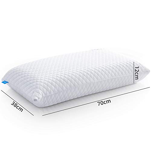 NOFFA Almohada de Espuma Suave Similar al Látex, Cojín de Apoyo Ortopédico, Almohada para el Cuello con Funda Extraíble y Transpirable (70 x 38 cm)
