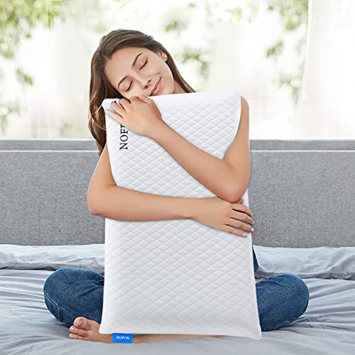 NOFFA Almohada de Espuma Suave Similar al Látex, Cojín de Apoyo Ortopédico, Almohada para el Cuello con Funda Extraíble y Transpirable (70 x 38 cm)