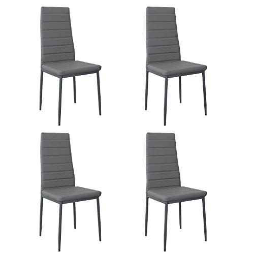 Noorsk Design Pack de Cuatro sillas de Comedor o Cocina Clasik (Gris)