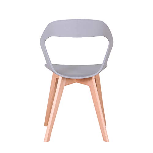 Nórdico minimalista moderno hueco silla plástica creativa artista comedor silla silla madera maciza cruz pierna es adecuada para dormitorio cocina leche té tienda silla (gris, 4)