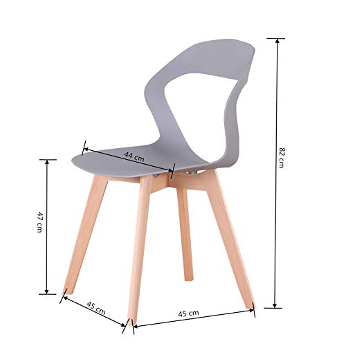 Nórdico minimalista moderno hueco silla plástica creativa artista comedor silla silla madera maciza cruz pierna es adecuada para dormitorio cocina leche té tienda silla (gris, 4)