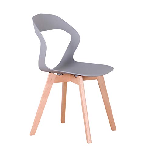 Nórdico minimalista moderno hueco silla plástica creativa artista comedor silla silla madera maciza cruz pierna es adecuada para dormitorio cocina leche té tienda silla (gris, 4)