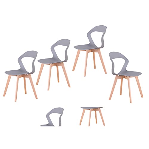 Nórdico minimalista moderno hueco silla plástica creativa artista comedor silla silla madera maciza cruz pierna es adecuada para dormitorio cocina leche té tienda silla (gris, 4)