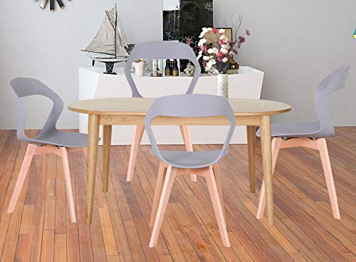 Nórdico minimalista moderno hueco silla plástica creativa artista comedor silla silla madera maciza cruz pierna es adecuada para dormitorio cocina leche té tienda silla (gris, 4)