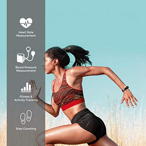 novasmart - Reloj deportivo runR ONE con correa inteligente y pantalla en color, con registro de frecuencia cardíaca y presión arterial, contador de calorías y pasos, y control del sueño, negro