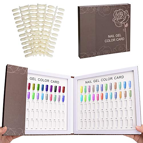 Noverlife - Libro de exhibición de 120 colores de uñas con 120 puntas de uñas, tabla de exhibición de esmalte de gel para uñas, muestras de arte de uñas, muestras de color, diseño de uñas de cartón