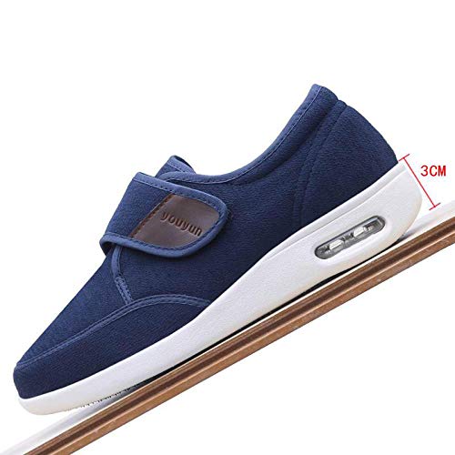 Nwarmsouth Zapatillas diabéticas Artritis Edema,Zapatos para diabéticos gordos de pie Holgado, Zapatos Ajustables para ancianos-47_ Negro,Zapatos para pie diabético con Artritis Edema