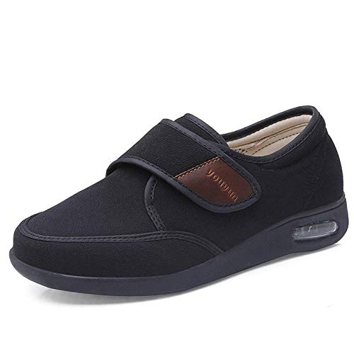 Nwarmsouth Zapatillas diabéticas Artritis Edema,Zapatos para diabéticos gordos de pie Holgado, Zapatos Ajustables para ancianos-47_ Negro,Zapatos para pie diabético con Artritis Edema