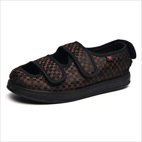 Nwarmsouth Zapatos Antideslizantes Ajustables,Zapatos Planos Anchos para pie lesionado, Zapatos diabéticos en valgo de dedo-37_Coffee,Calzado para Calzado de Salud para la Diabetes