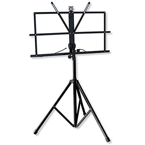 OcioDual Atril Metálico Plegable para Partituras de Música Viajes Desplazamientos Negro Base Soporte Ajustable Regulable