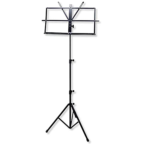 OcioDual Atril Metálico Plegable para Partituras de Música Viajes Desplazamientos Negro Base Soporte Ajustable Regulable