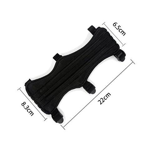 OFKPO Kit Protector de Brazo y Dedo con 3 Correas Elásticas Ajustables para Tiro con Arco, Negro