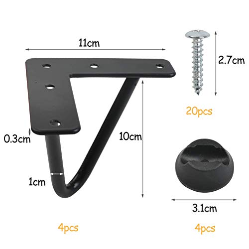 OFNMY Juego de 4pcs 10cm Metal para Mesa y Mueble Metal Modernas con 20pcs Tornillos Perfecto para Gabinetes,Mesita de Noche,Mesa de Café y Soporte de TV para Protectores de Piso