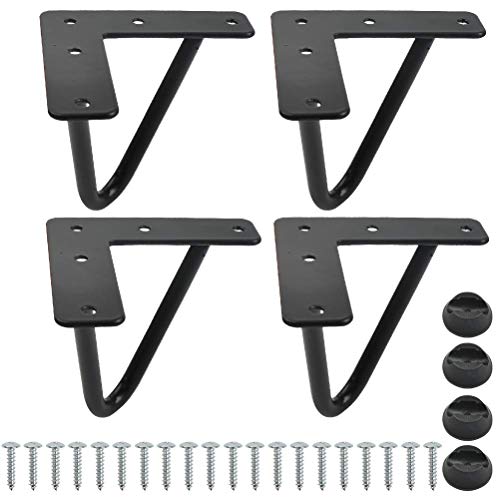 OFNMY Juego de 4pcs 10cm Metal para Mesa y Mueble Metal Modernas con 20pcs Tornillos Perfecto para Gabinetes,Mesita de Noche,Mesa de Café y Soporte de TV para Protectores de Piso
