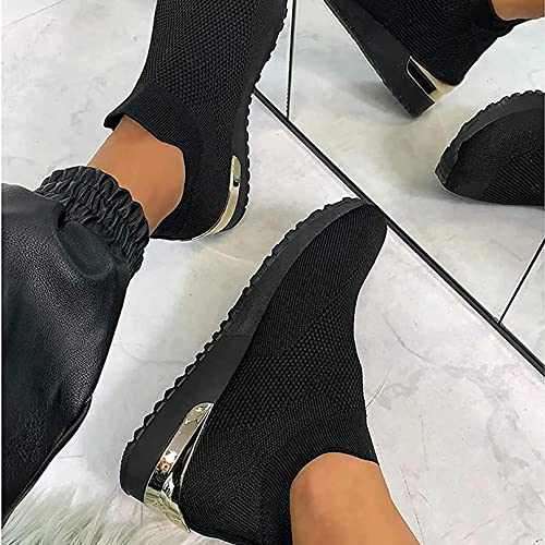 OHQ Zapatillas De Deporte para Mujer Transpirables Malla Sin Cordones Calzado Deportivo Antideslizante Zapatilla para Correr CóModo Y Elegante (Negro, Numeric_39)