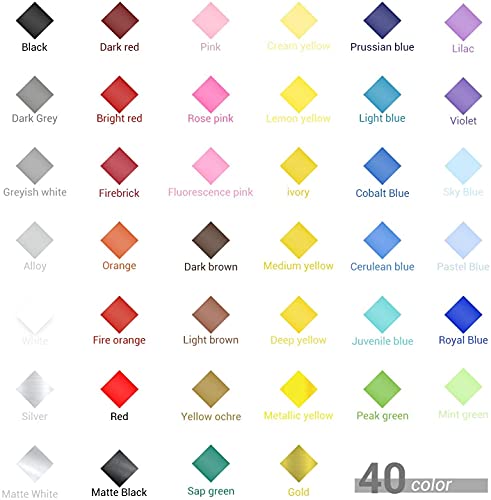 Ohuhu - Vinilo adhesivo permanente (45 unidades, 30,48 x 30,48 cm), 40 hojas de vinilo + 5 hojas de cinta de transferencia, vinilo de 40 colores, para decoración de casa y fiesta, calcomanía de coche