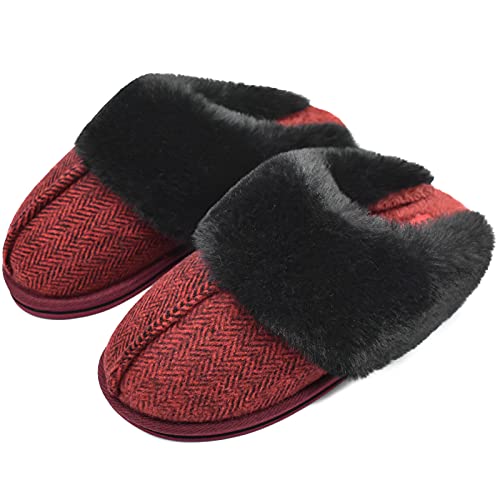 ONCAI Pantuflas Mujer Casa Invierno Caliente Peluche Zapatillas para Espuma De Memoria Cómodas Antideslizantes Zapatillas Talla de 38
