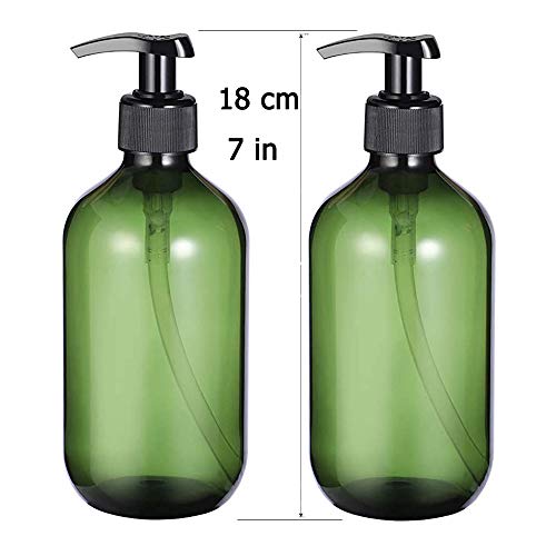 Oneroomone 2 Botellas de Champú Vacías, Botella de Bomba de Prensa Versátil de 500 ml, Recipiente de Loción Sin Goteo, Dispensador de Jabón de Manos, Recargable, Plástico (Marrón)