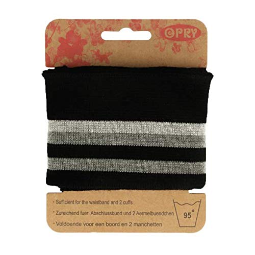 Opry Puños elásticos de 6 cm de ancho. Color negro, gris y plata. Longitud: 110 cm.