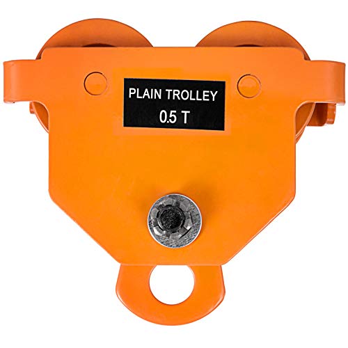 OrangeA Carro de Vigas Capacidad 0.5T, Carrito Grúa Manual de Acero Ancho de Brida de Viga en I: 2,5'' - 5,5'', Carro de Haz Inoxidable con 4 Ruedas Resistentes para Almacenes Garajes