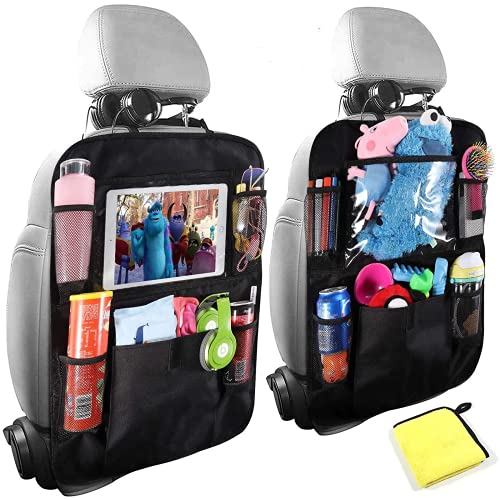 Organizadores para Coche, OKEECA Pack de 2 Kick Mats de Coche Organizador para Asientos de Coche, Universal Multi-Bolsillo Protector Trasero del Asiento de Coche para Niños