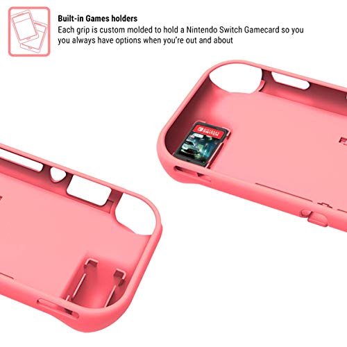 Orzly Funda para la Nintendo Switch Lite – Comfort Grip Case, Carcasa Protectora con puños de Mano Rellenos Integrados para la Parte Posterior de la Consola Switch Lite, con Soporte Plegable - Coral