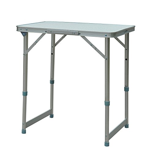 Outsunny Mesa Plegable de Picnic como una Maleta para Playa Camping 60x45x64cm Aluminio Altura Ajustable