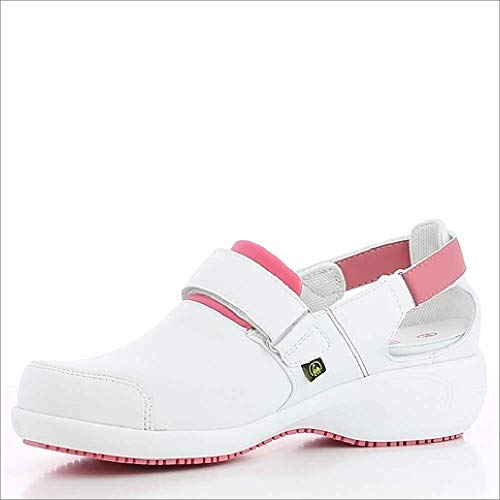 Oxypas Move Up Salma Slip-resistant, Antistatic Nursing Shoes, White/Fuchsia (Fuchsia), 7 UK (41 EU)