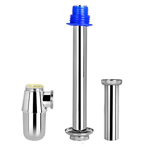 oynyo Baño de cromo lavabo fregadero de la botella de la tubería de desagüe de altura ajustable y toma de corriente