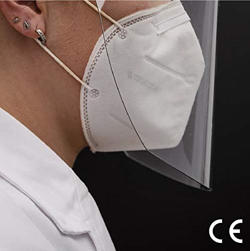 Pack 5 Pantallas Homologadas Protectoras Faciales | Máscara Ultra Transparente | Máscara Anticontagio Ajustable, Ergonómica y Reutilizable (5)