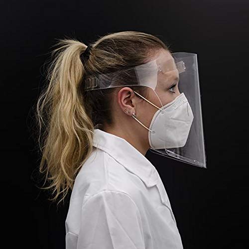 Pack 5 Pantallas Protectoras Faciales Homologada Transparente | Máscara con Cierre Inferior Ajustable, Ergónomica y Reutilizable (5)