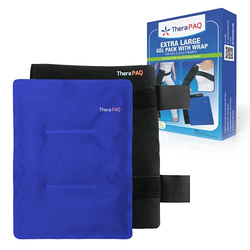 Pack Gel Reutilizable con Vendaje | Terapia Térmica Frío/Calor Para Cadera, Hombro, Espalda, Rodilla | Bolsa Gel Frio Alivio Del Dolor En Lesione, Recuperación, Inflamación | Azul XL 36 x 28 Cm