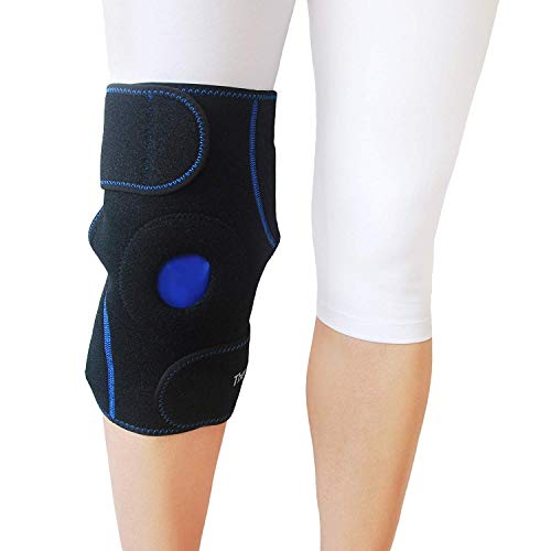 Pack Gel Reutilizable para Rodilla TheraPAQ | Envoltura Térmica Terapéutica Frío/Calor | Correa de Compresión Ajustable con Bolsa de Hielo o Gel Caliente | Dolor, Esguinces, Ligamentos e Inflamación