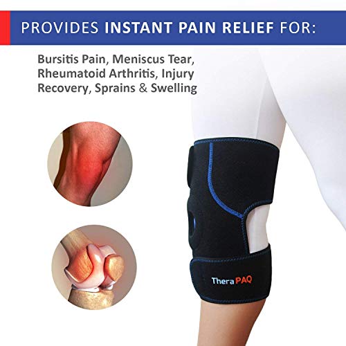 Pack Gel Reutilizable para Rodilla TheraPAQ | Envoltura Térmica Terapéutica Frío/Calor | Correa de Compresión Ajustable con Bolsa de Hielo o Gel Caliente | Dolor, Esguinces, Ligamentos e Inflamación
