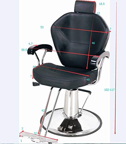 PanaCasa - Sillón Peluquería Barbería Maquillaje Tapizado PU Giratorio 360 grados Ajustable Color Negro Hidráulica