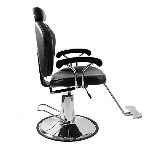 PanaCasa - Sillón Peluquería Barbería Maquillaje Tapizado PU Giratorio 360 grados Ajustable Color Negro Hidráulica
