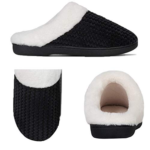 Pantuflas de Invierno para Hombre y Mujer, con Espuma viscoelástica, cómodas, Antideslizantes, para Interior y Exterior(HST.Negro,38/39 EU)
