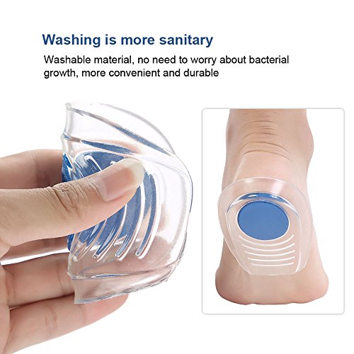 Par de almohadillas de gel para el talón de silicona, plantillas de talón de silicona, almohadillas antideslizantes y elásticas para el cuidado de los pies para fascitis plantar dolor de talón (7 x 10