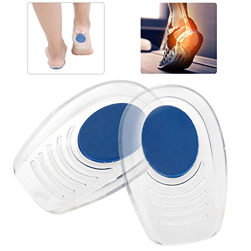Par de almohadillas de gel para el talón de silicona, plantillas de talón de silicona, almohadillas antideslizantes y elásticas para el cuidado de los pies para fascitis plantar dolor de talón (7 x 10
