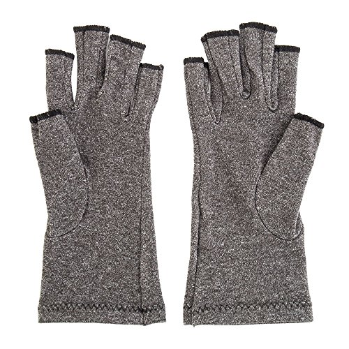 Par de guantes de compresión para artritis, unisex, con dedos abiertos, alivio del dolor de artritis reumatoide y artrosis, color gris