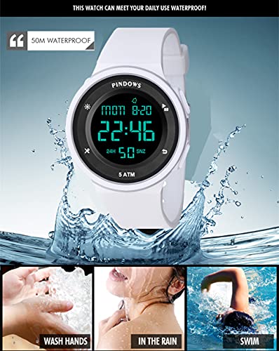 Pasnew-446 Reloj niña Mujer o niños Reloj Deportivo Digital Reloj Alarma Luz Impermeable Cronómetro multifunción de Moda.