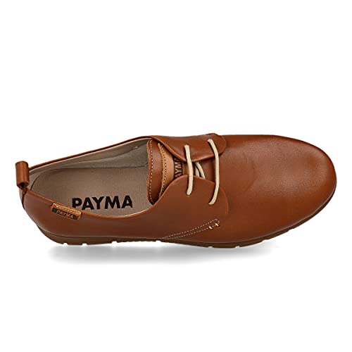 PAYMA - Zapatillas Deportivas Sneakers de Piel para Mujer. Zapatos Planos Casual Blucher. Cierre Cordones. Piel Super Flexible. Máxima Comodidad. Color Cuero, Azul Marino, Rojo, Negro y Blanco.