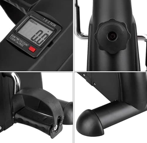 Pedales Estaticos - Mini Bicicleta Estáticas - Máquinas de Piernas - Ejercitador de Pedal para Entrenamiento de Brazos y Piernas con Pantalla LCD (Negro Xin Mini Bici)