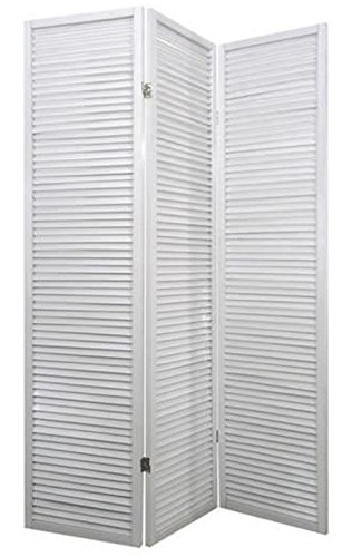 PEGANE Biombo persiana Turbo Madera Blanco / 3 Paneles